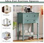 Knocbel Slim Antique Entry Console Table with 3 Drawers & Bottom Open Shelf, Solid Wood Narrow Sofa Couch Table for Entryway Hallway Living Room 23.7" W x 13" D x 31.4" H Light Blue