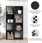 Signature Design by Ashley Langdrew 8 Cube Storage Organizer, Matte Finish, Wood & Decorative Laminate, 23.74" W x 11.81" D x 47.05" H, Black