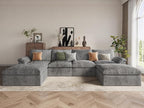 EASE MOOSE Boneless Modular Cloud Couch, U-Shaped Oversized Sectional Sofa for Living Room with Ottoman, Extra Large Movable Couches, 6-Deep-Seat Sofas for Bedroom, Apartment, Chenille (Grey)