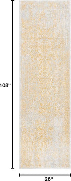SAFAVIEH Evoke Collection Runner Rug - 2'2" x 9', Ivory & Gold, Distressed Design, Non-Shedding & Easy to Clean, Ideal for Foyer, Bedroom, Kitchen, Hallway (EVK256B)