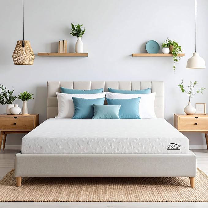 L’Baiet 10 Inch Gel Memory Foam Mattress, Queen Size - Bed in a Box - Medium Firm - Breathable Cooling-Gel Comfort Technology - Pressure Relief Comfy Support Soft Fabric Cover - CertiPUR-US Certified