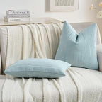 FUTEI Light Blue Chenille Decorative Throw Pillow Covers 18x18 Inch Set of 2,Soft Embossed Striped Textured Cushion Case,Modern Home Decor for Couch Bed Living Room