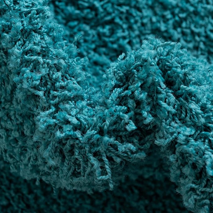 Unique Loom Solid Shag Collection Area Rug (3' 3" x 5' 3" Oval, Deep Aqua Blue)