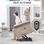 HOMCOM Power Lift Recliner Chair for Elderly, Easy Assembly, Fabric Lift Chair for Adults, Recliner Sofa with Remote Control, Side Pockets for Living Room, Beige