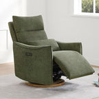 CHITA Swivel Rocker Recliner Chair, Power Nursery Glider Recliner, Nursery Rocking Chair with Adjustable Power Headrest, FSC Certified, Solid Wood Base, Moss Green