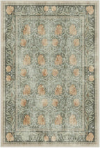 RUGGABLE x Morris & Co Washable Area Rug– Pimpernel Vintage Green 4x6, Stain-Resistant, Non-Slip – Medium Machine Washable Rugs for Living Room, Bedroom, Hallway, Entryway & Office–with Cushioned Pad