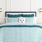 Kate Spade New York 5 of Spades Reversible Decorative Pillow, 14" x 20" Throw Pillow for Bed or Sofa, Cotton Cover, Black, White, Blue and Green, 14 x 20, Multi