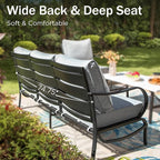 PHI VILLA 6 PCS Patio Furniture Sets with 2*Swivel Cushioned Sofa Chairs, 2* Leg Chairs, 1 * 3-Seat Wide Deep Seating Bench and 1*Coffee Table, Outdoor Conversation Set for 7 Person(Grey)