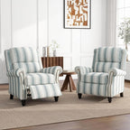 UIXE Pushback Recliner Chair Accent Chairs, Fabric Armchair Push Back Club Arm Chair for Living Room, Rivet Trim Overstuffed Home Theater Single Sofa Bedroom Reading Seat with Footrest - Stripe Blue