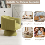 Swivel Accent Chair, Modern 360° Swivel Barrel Chair, Corduroy Upholstered Single Sofa for Living Room, Bedroom(Mint Green)
