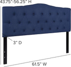 BizChair Tufted Upholstered Queen Size Headboard in Navy Fabric