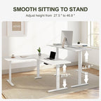 BANTI L-Shaped Standing Desk - 63 x 55 Inch Adjustable Corner Standing Desk with Charging Station - L Shape Sit Stand Table with Memory Controller, Splice Board for Home Office