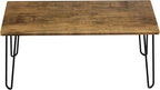 Coffee Table with Hairpin Legs - Modern Industrial Style Home Decor - Woodgrain-Look and Steel Accent Living Room Furniture by Lavish Home (Brown)