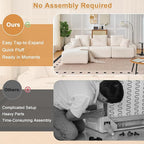 118" Modular Sectional Sofa, Cloud Sectional Couch with Deep Seat, Modern Modular Sofa with L Shaped Comfy Cloud Upholstered Boneless Couches for Living Room Bedroom, White