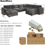 EASE MOOSE Sectional Modular Sofa,Oversized U Shape Sectional Couch Wide Deep Seat Modular Cloud Couch,Dark Grey