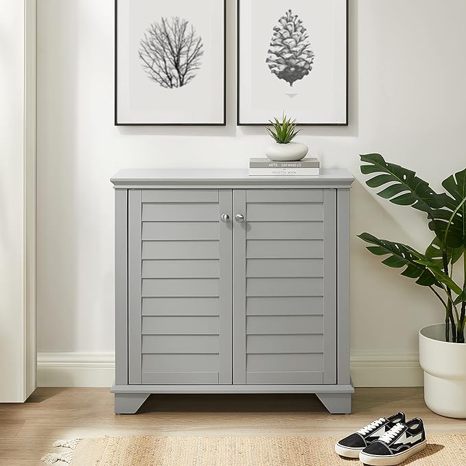Crosley Furniture Lydia Accent Storage Cabinet, Bar, Buffet for Kitchen, Living Room, or Entryway, Gray