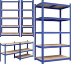 Yaheetech Standing Shelf Units, 5 Tier Storage Shelf, Heavy Duty Shelving, Adjustable Garage Shelves, Utility Rack Shelf Unit, Basement Warehouse Shed, 35.5″L × 16″W × 71″H - Blue