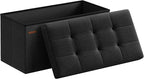 SONGMICS Mazie Collection - 30 Inches Folding Storage Ottoman Bench, Ottoman Foot Rest, End of Bed Bench, Storage Chest, Load 660 lb, for Living Room, Bedroom, Entryway, Ink Black ULSF047B01
