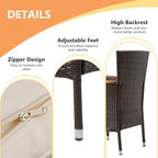 Wisteria Lane Patio Outdoor Table and Chairs Set, Rattan Outdoor Patio Furniture Set with Removable Cushions, Outdoor Patio Dining Sets with Acacia Wood Tabletop for Deck Garden Backyard, Brown