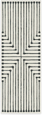 RUGGABLE x Jonathan Adler Machine Washable Modern Runner Rug – Inkdrop Black & Ivory 2.5x7, Stain-Resistant, Non-Slip – Washable Rug for Hallway, Entryway, Living Room & Kitchen–with Standard Pad