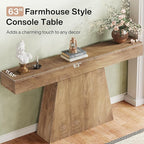 Tribesigns 63" Console Table, Farmhouse Entryway Table with Trapezoidal Base, Narrow Long Wood Sofa Table Behind Couch Table for Entrance, Hallway, Living Room, Natural