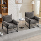 Xifan Modern Comfy Reclining Chair with 6 Angle Adjustable Backrest, Upholstered Accent Chair Fabric Living Room Lounge Chair for Reading Room - Gray, Set of 2