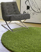 Unique Loom Solid Shag Collection Area Rug (3' 3" Round, Grass Green)