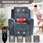 Power Lift Recliner Chair for Elderly People, Dual Motor Lay Flat Recliner with Vibration Massage and Heat, Heavy Duty Motion Mechanism Standing Assistance Reclining Chair, Chenille Fabric Blue