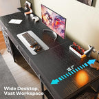 Huuger Computer Desk with 6 Drawers, 63 Inch Office Desk with Shelves, Reversible Gaming Desk, Corner Desk with Storage, for Home Office, Study, Living Room, Black