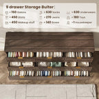 63'' Wide 9 Drawers Dresser for Bedroom,Modern Fluted Vertical Chest with Rounded Corners,Fluted Dresser for Living Room,Hallway, Walnut