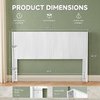 Wood Headboard Queen Size, 64.6" Wide Wooden Queen Headboard Only, Wingback Boho Headboards, Modern Farmhouse Headboards, Wall Mounted Fluted Panel, Snow White