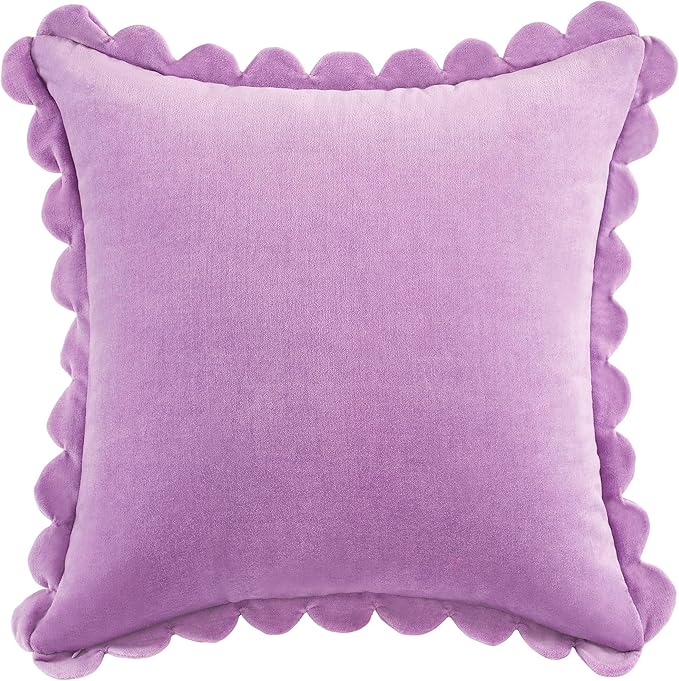 kate spade new york Scallop Edge Decorative Pillow for Bed or Sofa, Cotton Cover Throw Pillow, 18 x 18, Sea Thistle