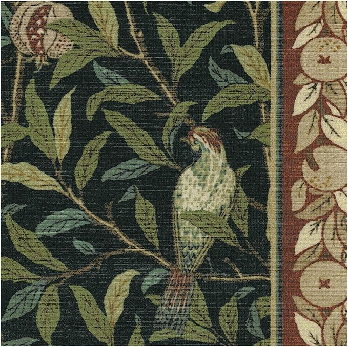 RUGGABLE x Morris & Co Washable Area Rug – Pomegranate Blue Green 8x10, Stain-Resistant, Non-Slip – Large Machine Washable Rugs for Living Room, Bedroom, Hallway, Entryway & Office–with Standard Pad