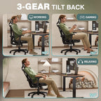 ELABEST T23 Ergonomic Office Chair with 2D Lumbar Support & 3D Headrest, High Back Mesh Swivel Chair with Adjustable 3D Armrests, Breathable Computer Desk Chair for Long Hour Sitting (Graphite Black)