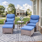 HUMMUH Wicker Patio Furniture Set 6 Inch Thick Cushion Outdoor Swivel Rocker Patio Chairs with Deep Seat Sofa 6PCS Outdoor Furniture Set for Porch Garden Deck