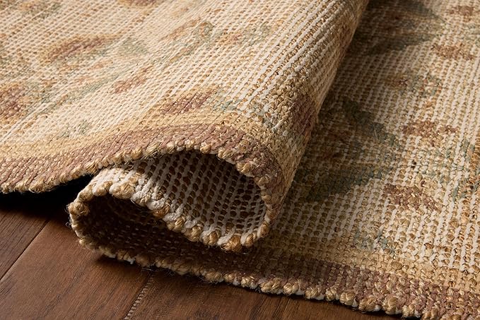 Loloi Chris Loves Julia Rue Collection RUE-01 Wheat/Sage 7'-6" x 9'-6" Area Rug Jute Neutral Floral Living Room Bedroom Rug