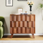 3 Drawer Dresser, Fluted Chest of Drawers with Handles for Closet, Large Nightstand with 3 Drawers Accent Cabinet for Bedroom, Living Room, Hallway (Walnut)