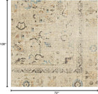 RUGGABLE Washable Vintage Area Rug – Kamran Ivory Opal 6x9, Stain-Resistant, Non-Slip – Medium Machine Washable Rugs for Living Room, Bedroom, Hallway, Entryway & Office–with Standard Pad