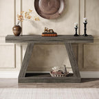 Tribesigns Farmhouse Console Table, 55-Inch Rustic Sofa Table with Storage, Industrial Wooden Entryway Table for Hallway, Living Room, Gray
