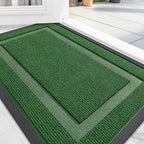 OLANLY Front Door Mat Indoor Outdoor Entrance, Waterproof All-Season, All-Weather Doormat, Sturdy Natural Rubber, Fade Resistant, Low Profile, Easy Clean Patio Porch Entryway Mat, 59x20, Green