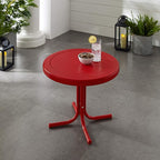 Crosley Furniture Griffith Weather Resistant Retro Metal Outdoor Side Table for Patio, Deck, Porch, Red