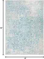SAFAVIEH Area Rug 9x12 - Evoke Collection - Large - Ivory & Aqua, Distressed Design, Non-Shedding & Easy to Clean, Ideal for Living Room, Bedroom, Dining Space (EVK256J)