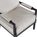 DUHOME Linen Fabric Spindle Accent Chair with Wood Frame,Bobbin Chair with High Resilience Spring Cushion and Armrest Pads, Leisure Armchair for Living Room Bedroom Farmhouse Home Office Belcony