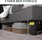 Allewie Queen Size Bed Frame with Button Tufted Wingback Headboard, Upholstered Platform Bed with Wooden Slats Support - No Box Spring Needed, Noise-Free, Easy Assembly, Dark Grey