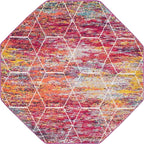 Unique Loom Trellis Frieze Collection Area Rug - Geometric (5' Octagon, Multi/ Ivory)