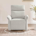 CHITA Power Recliner Chair, Electric Triple-Motor Swivel Glider Nursery Rocking Chair with Adjustable Power Headrest and Lumbar Support, Solid Wood Base, Crockery Grey