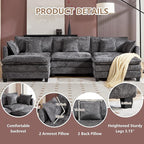 Plush Modular Cloud Sofa Set with Ottoman | L/U-Shaped Deep Seating Chenille Sectional for Family Living Room