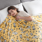 Berkshire Blanket Peanuts® VelvetLoft® Cute Character Snoopy Plush Blanket,Peanuts Poses and Paws Sundress,Full/Queen 90 in x 90 in (Official Peanuts® Product)