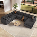 Vesgantti 141.7" Oversized Boneless Sectional Couch, Modern 7 Seater Modular Sofa with Chaise, Deep Seat Convertible Corduroy Cloud Couches for Living Room, No Assembly Required, Black