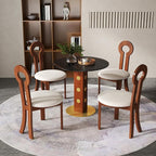 Sintered Stone Office Table and Chair Set - 33.5" Round Table for Small Offices (Red Leg and Black Top, 1 Table and 4 Chairs)